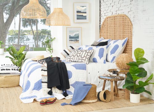 Carol & Frank Phoebus Blue Sham Collection In White