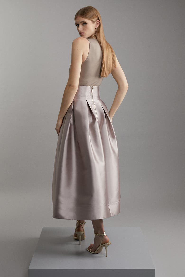 Twill Woven Prom Maxi Skirt, Alternate, color, Bronze