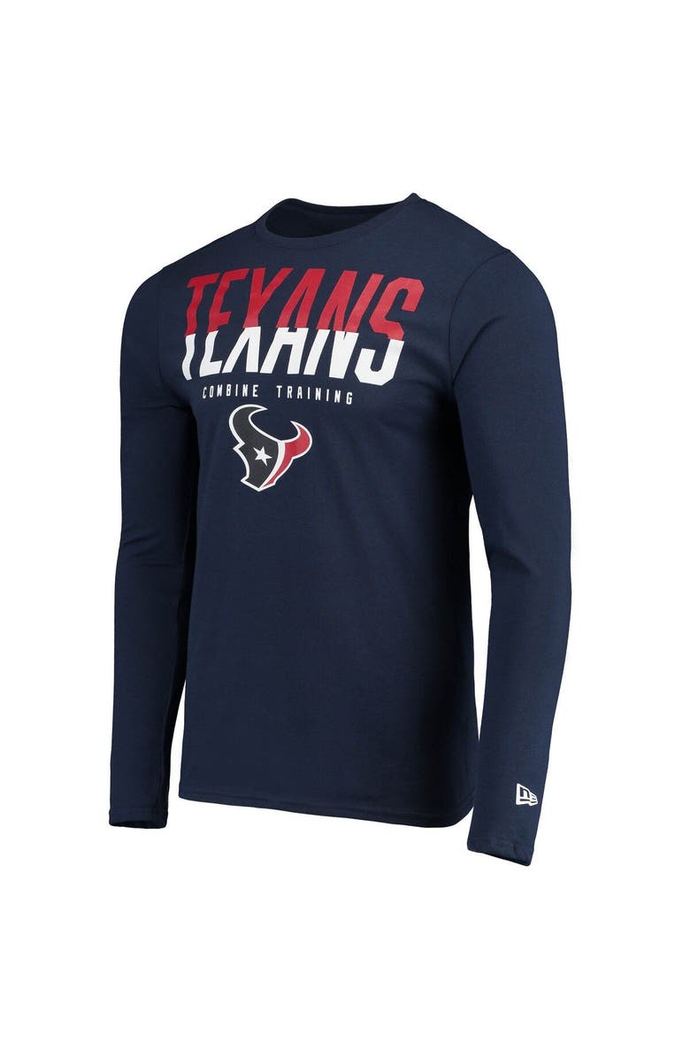 New Era Men's New Era Navy Houston Texans Combine Authentic Split Line Long Sleeve T-Shirt, Alternate, color, Navy