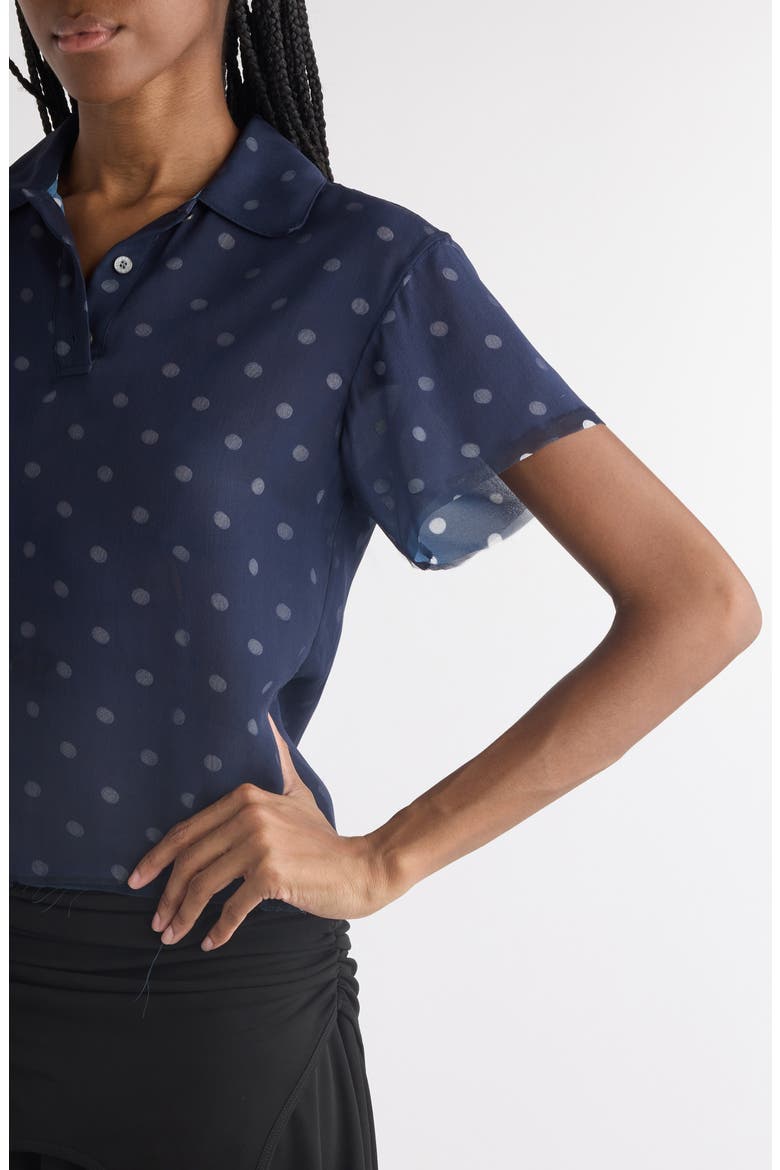 Takota Polka Dot Georgette Polo, Alternate, color, NAVY/ WHITE