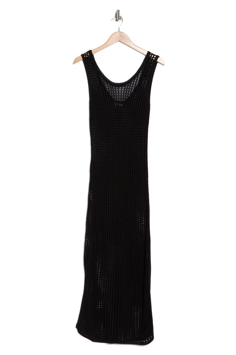 Open Knit Cover-Up Dress, Alternate, color, BLACK
