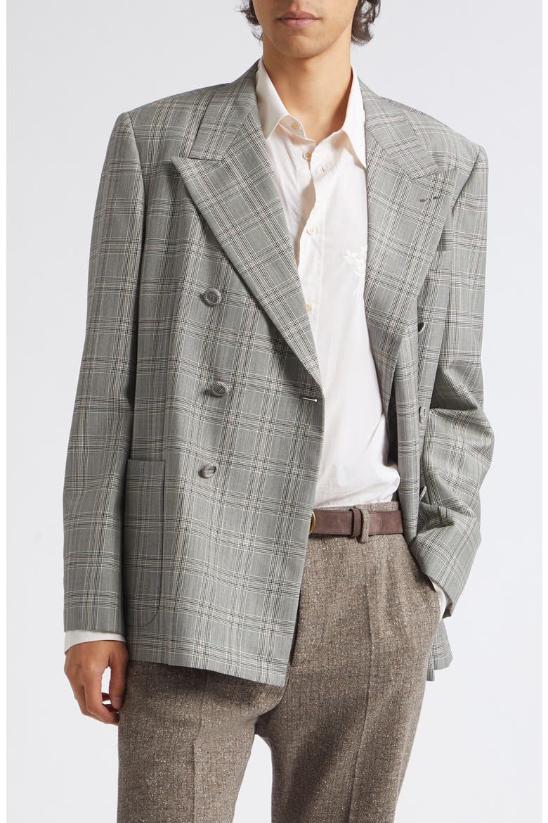 Plaid Mohair & Wool Sport Coat, Main, color, GREY