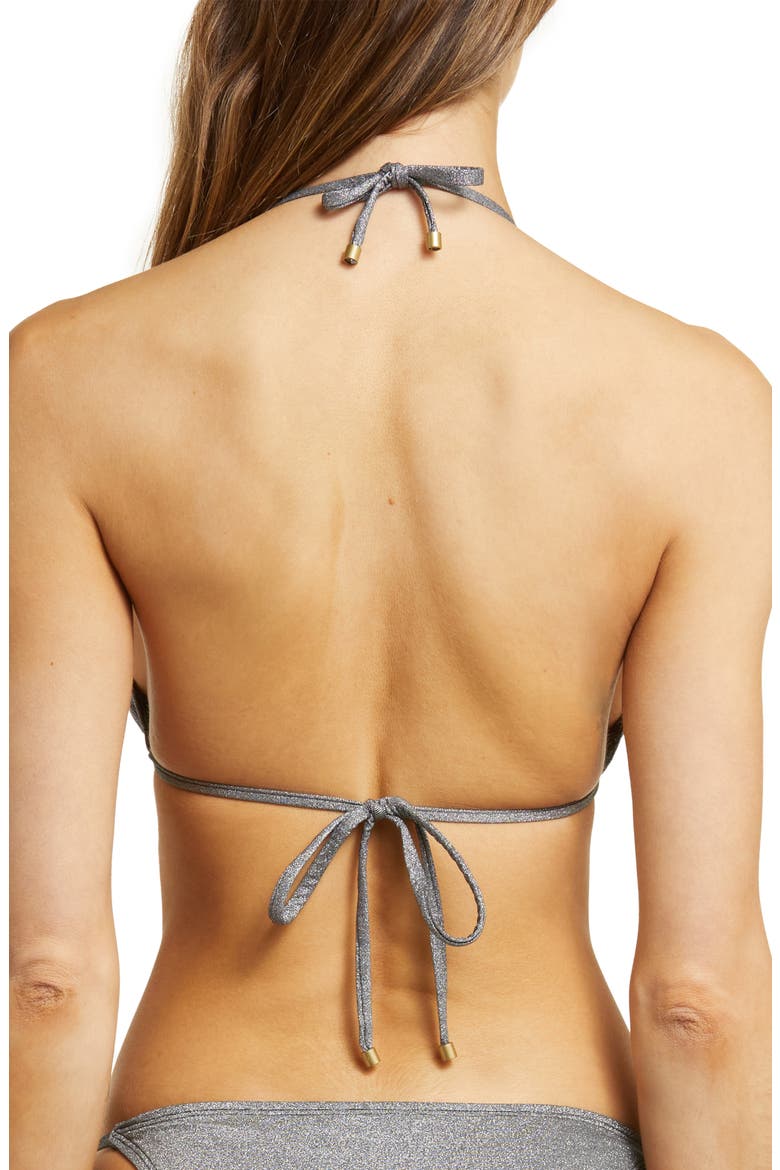 Cosmo Ring Detail Metallic Triangle Bikini Top, Alternate, color, TWILIGHT METALLIC