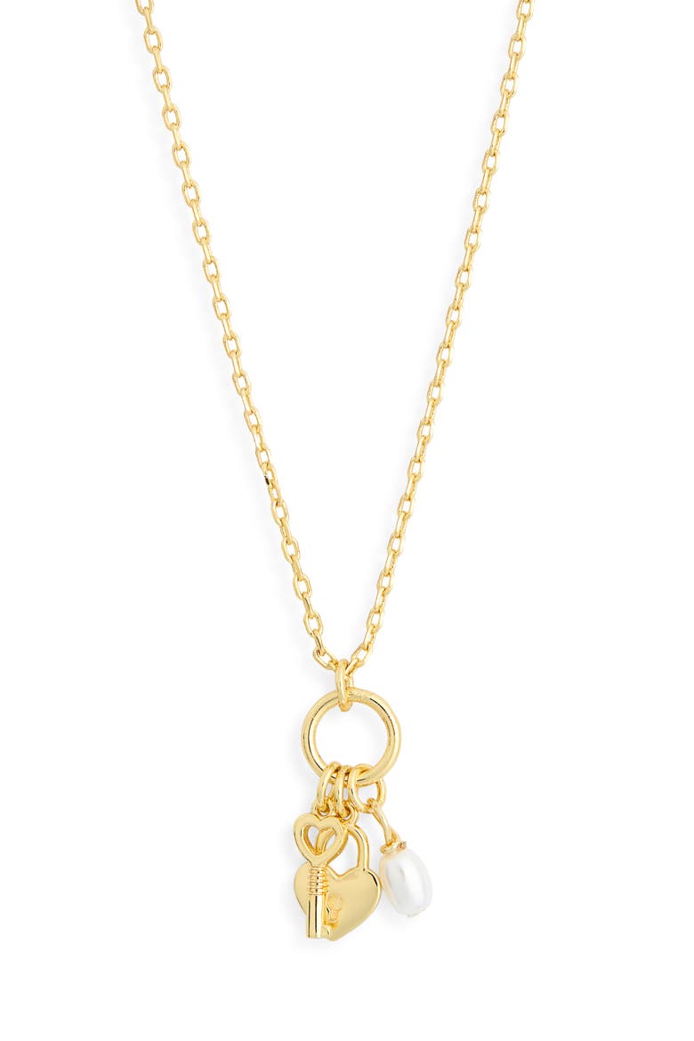 Key Charm Necklace, Alternate, color, GOLD
