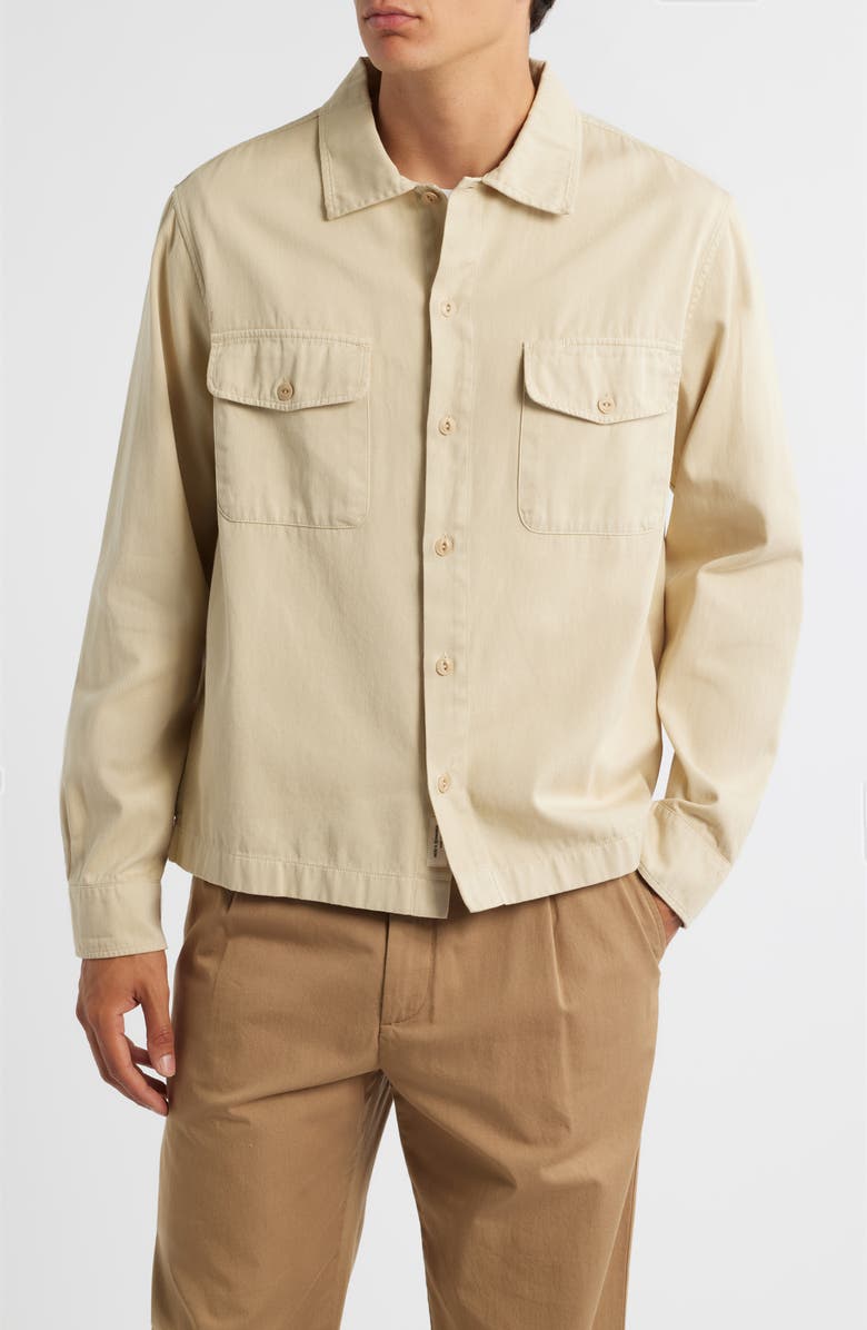 MERZ B SCHWANEN Organic Cotton Twill Shirt Jacket, Alternate, color, Light Khaki