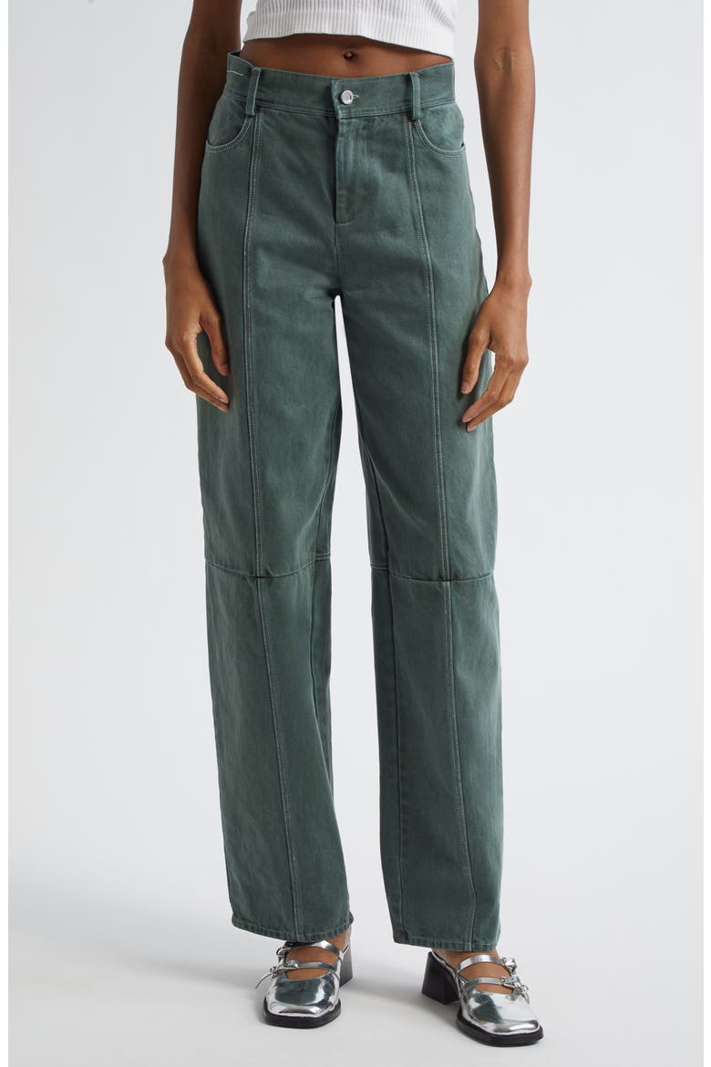 High Waist Straight Leg Jeans, Main, color, DARK GREEN
