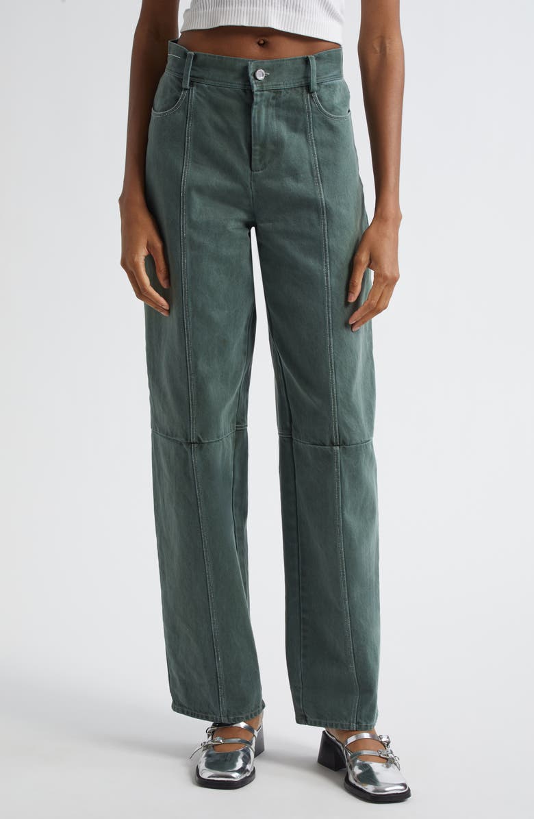 Stine Goya High Waist Straight Leg Jeans, Main, color, Dark Green