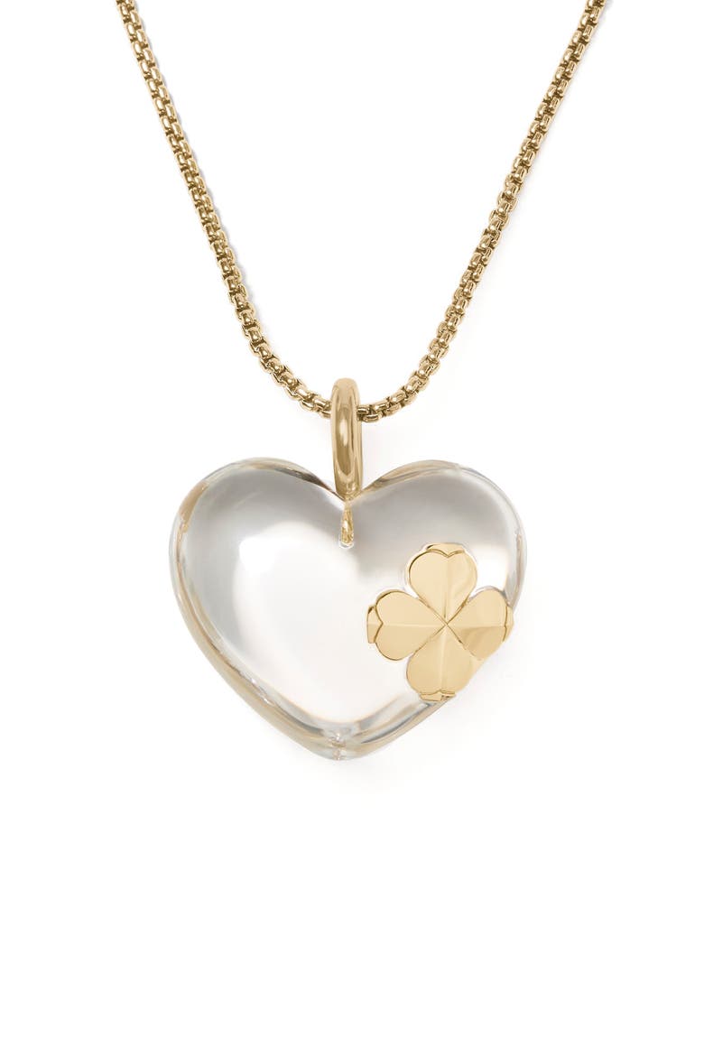 Lucite Heart Pendant Necklace, Main, color, CLEAR/ GOLD