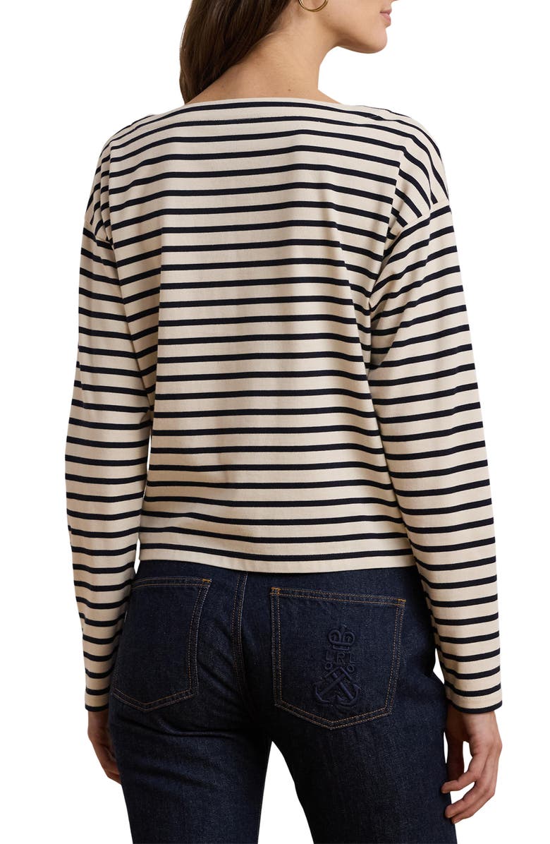 Lauren Ralph Lauren Stripe Cotton Boat Neck Top, Alternate, color, 