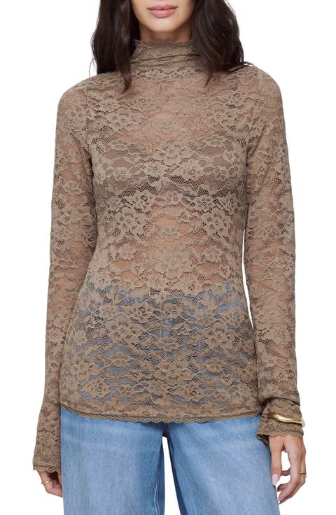 Skyler Stretch Lace Mock Neck Top