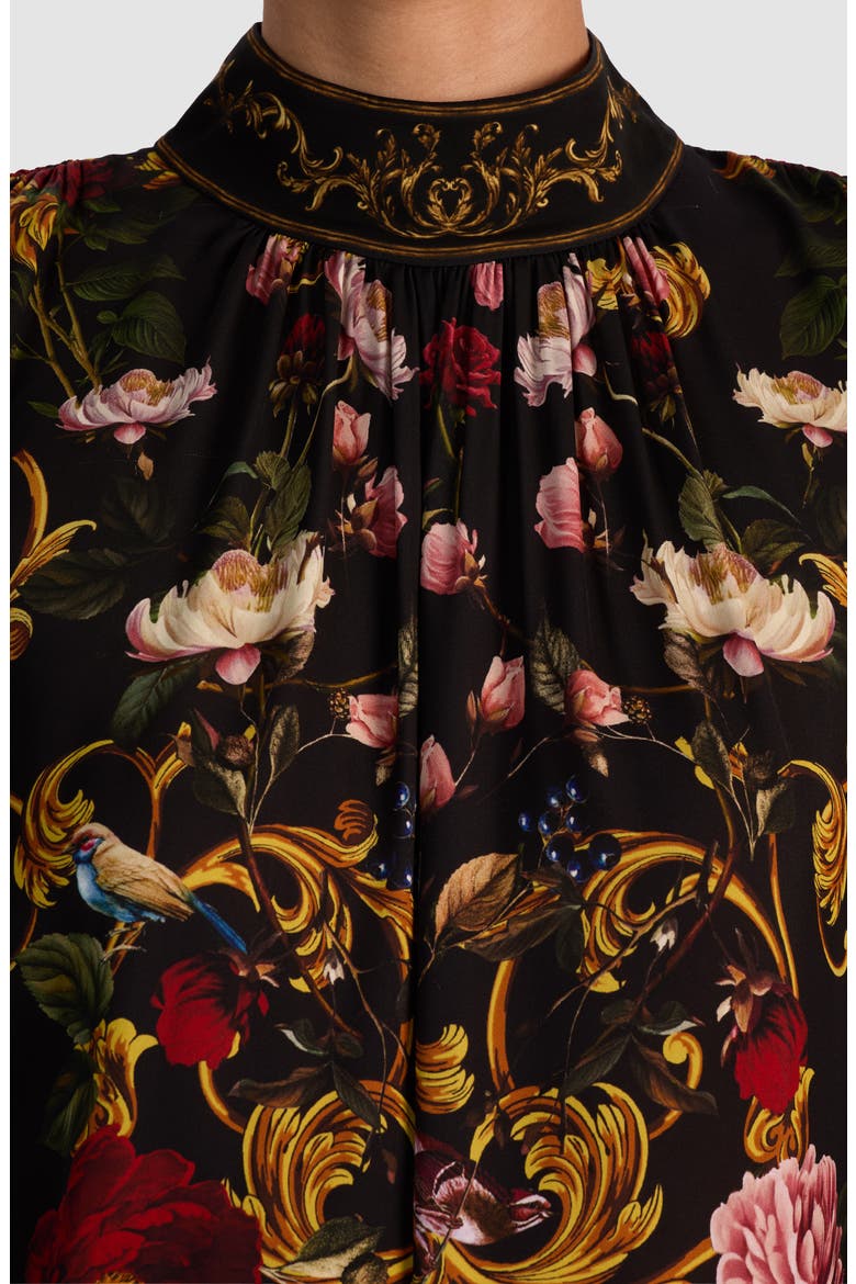 Marion Mock Neck Floral Blouse, Alternate, color, EVERMINE