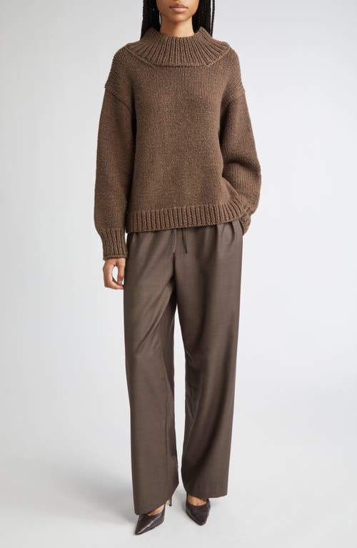 Loulou De Saison Cove Virgin Wool Wide Leg Pants In Brown