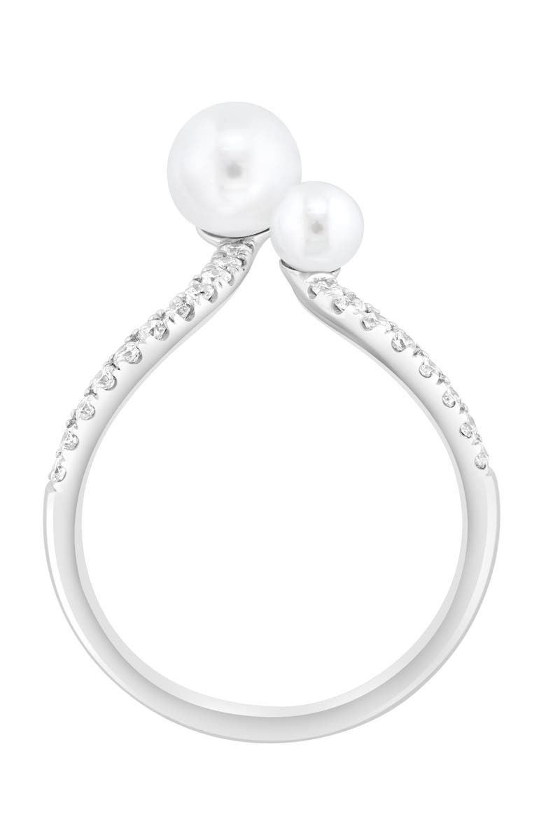 EFFY Sterling Silver Diamond & Freshwater Pearl Open Band Ring, Alternate, color, White