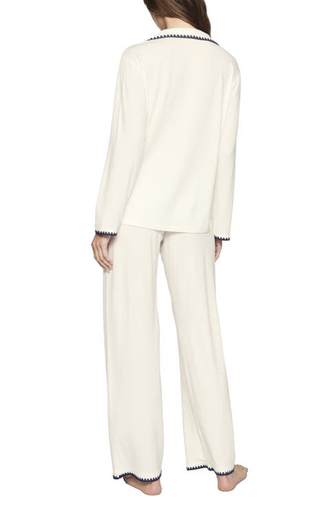Frida Contrast Embroidery Knit Pajamas