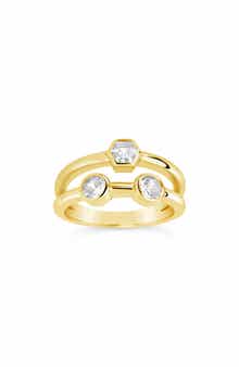 Sterling Forever Lou CZ Double Band Ring