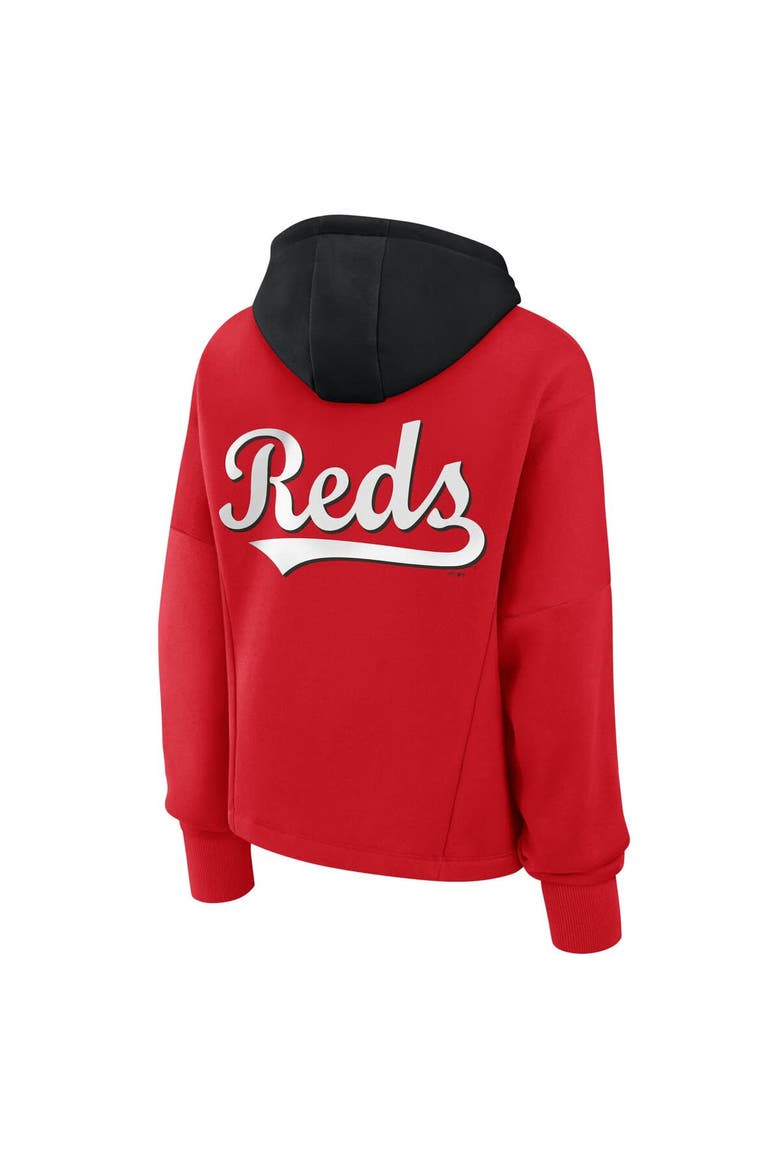Women's Fanatics Red Cincinnati Reds Oversized High Hip Legacy Fleece Pullover Hoodie, Alternate, color, Red