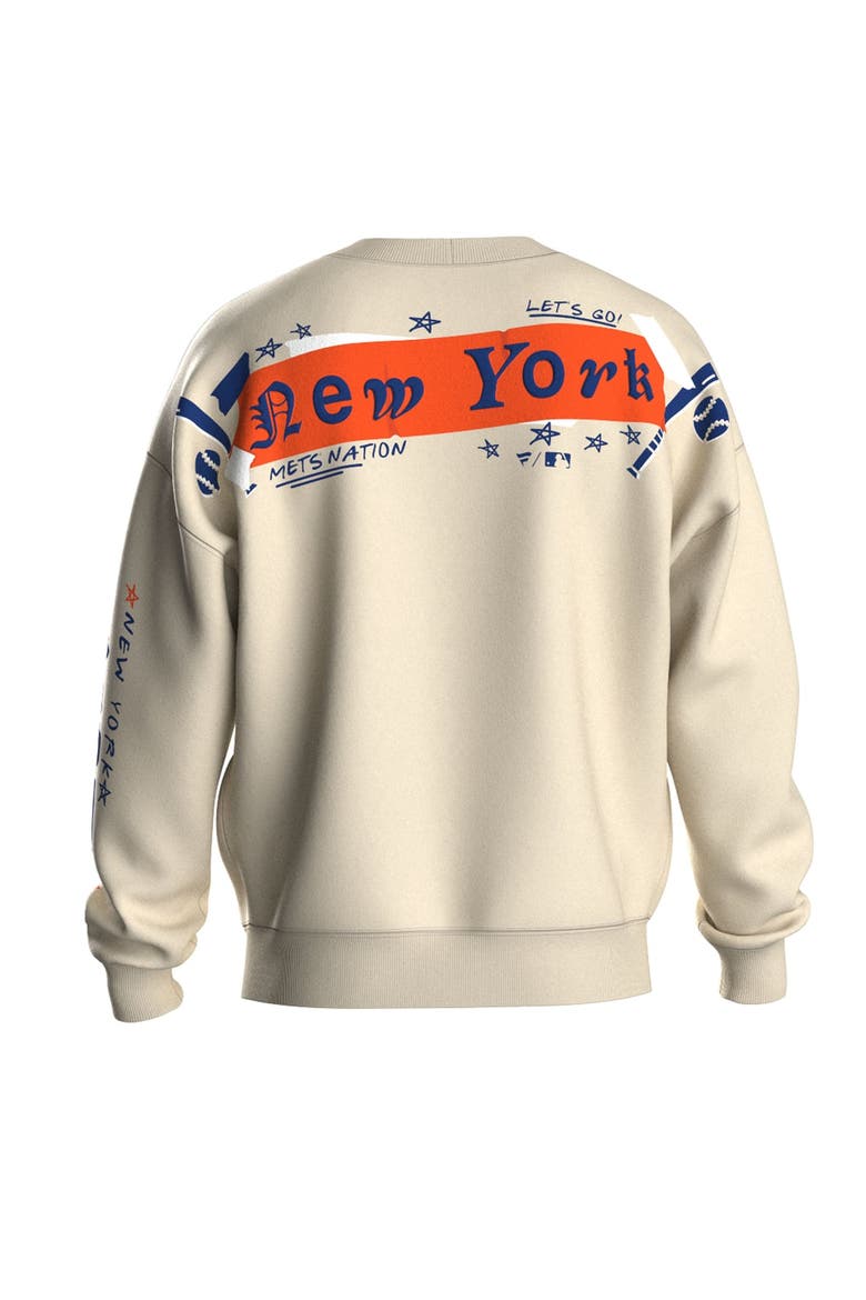 Women's Fanatics  Beige New York Mets Graffiti Fleece Sweatshirt, Alternate, color, Beige