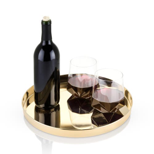 Viski Belmont Polished Round Serving Tray In Gold