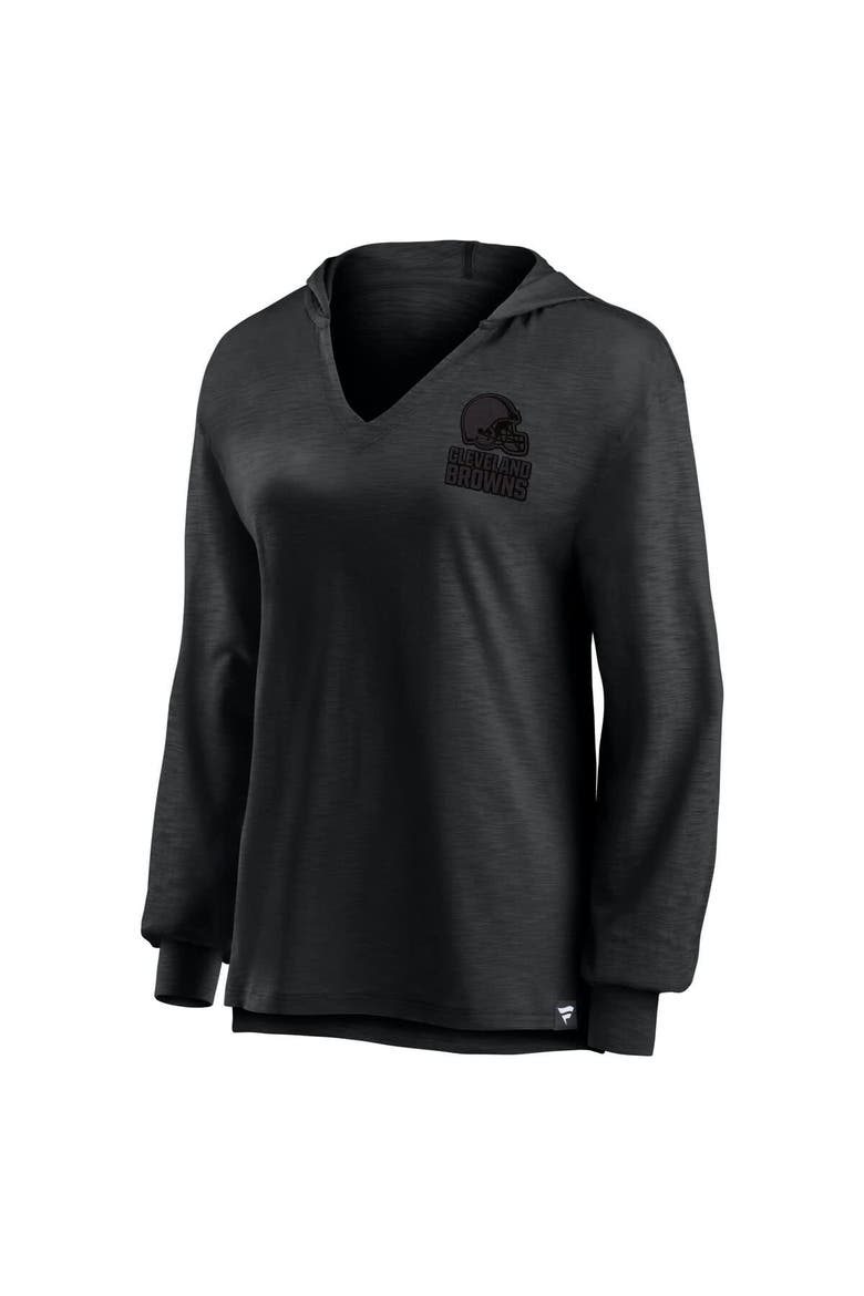 Women's Fanatics   Cleveland Browns Blackout Slub Hoodie V-Neck Long Sleeve T-Shirt, Alternate, color, Black