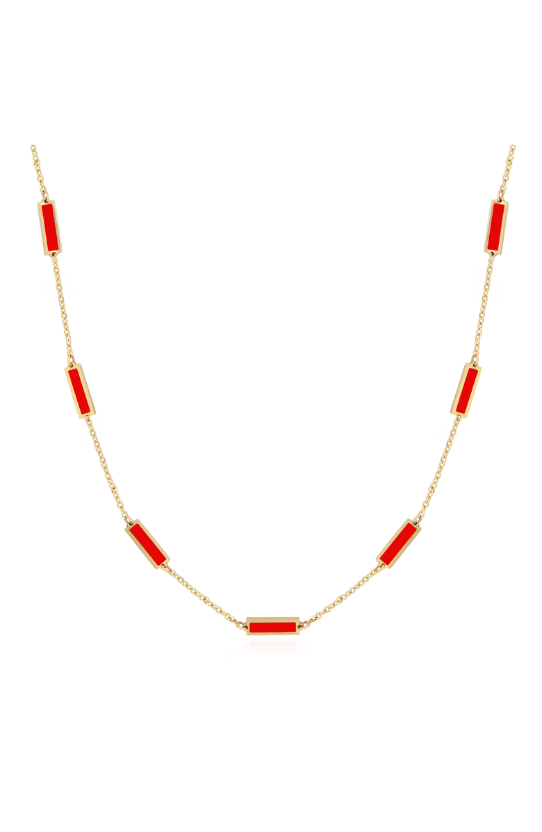 The Lovery Fine Jewelry Coral Bar Chain Necklace, Main, color, Coral