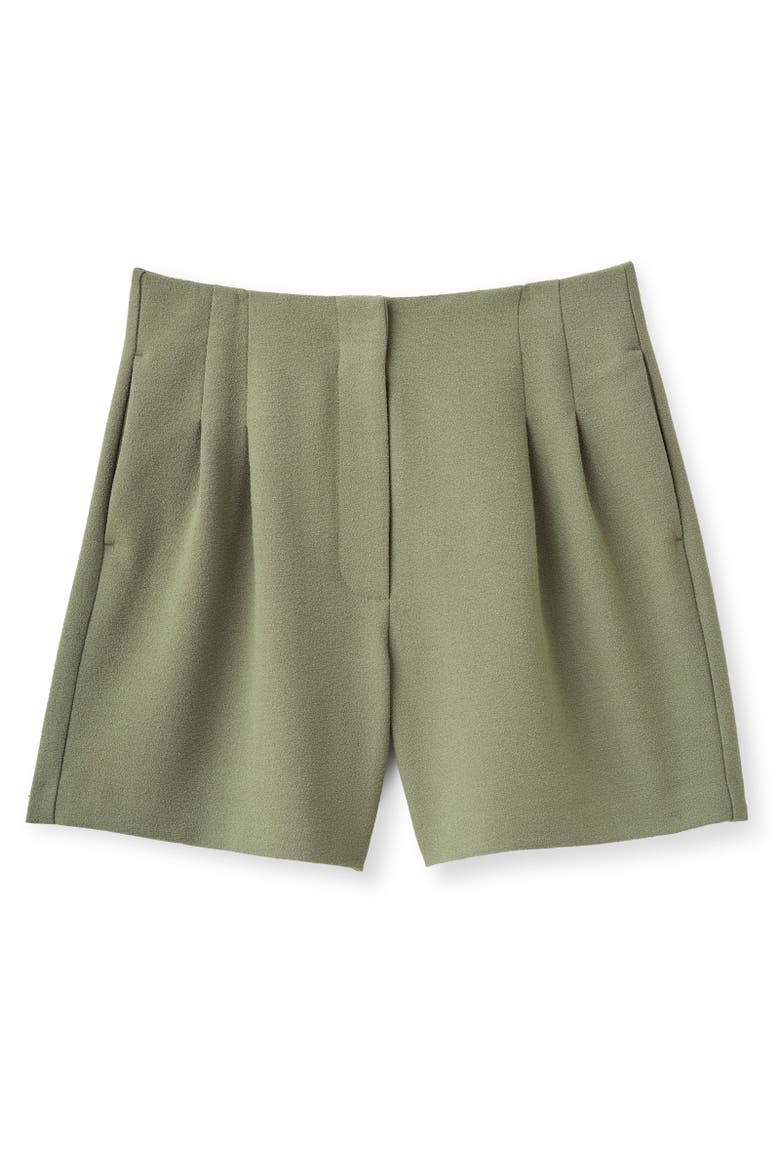 Frankie Pebbled Crepe Short, Alternate, color, Moss