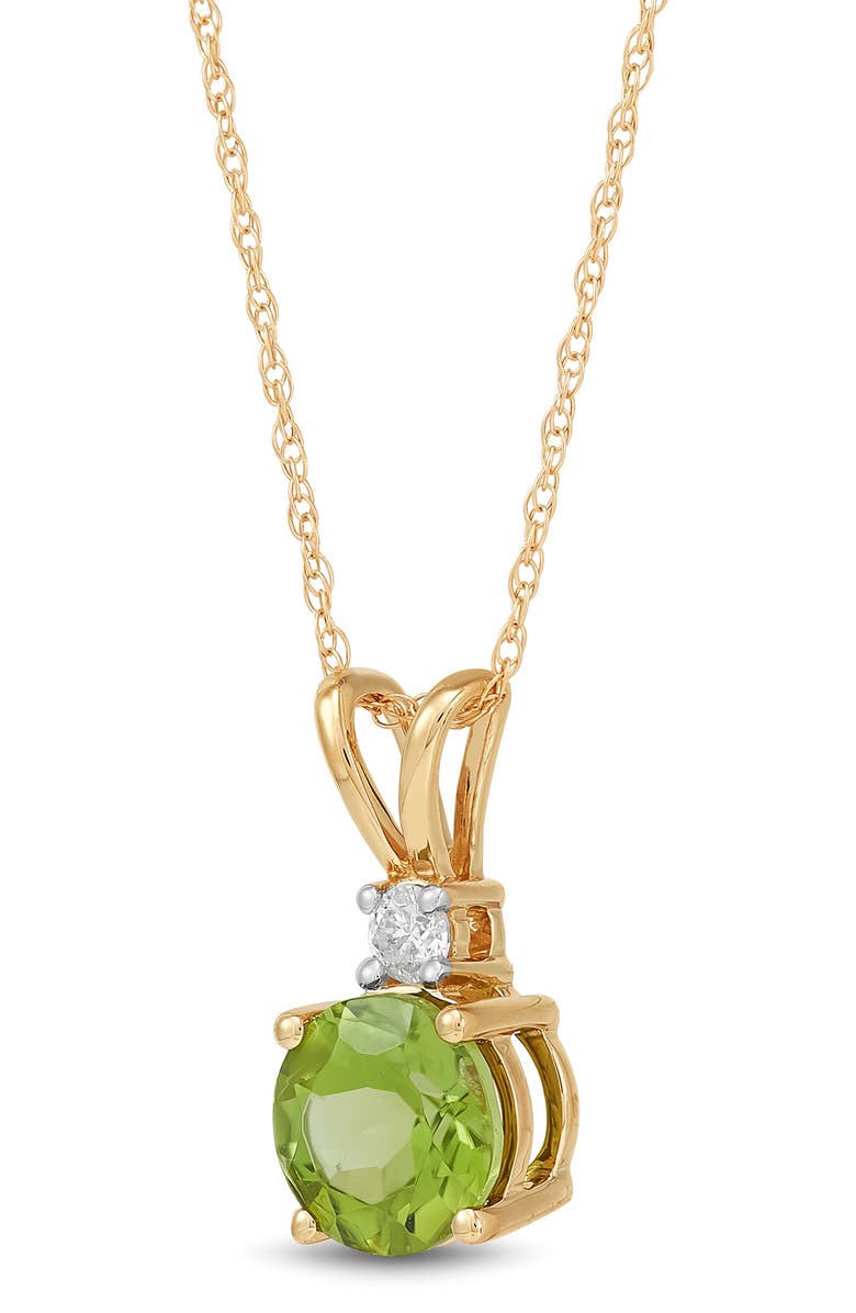 Frankie & Zoe 10K Yellow Gold Peridot & Diamond Pendant Necklace, Alternate, color, Yellow Gold