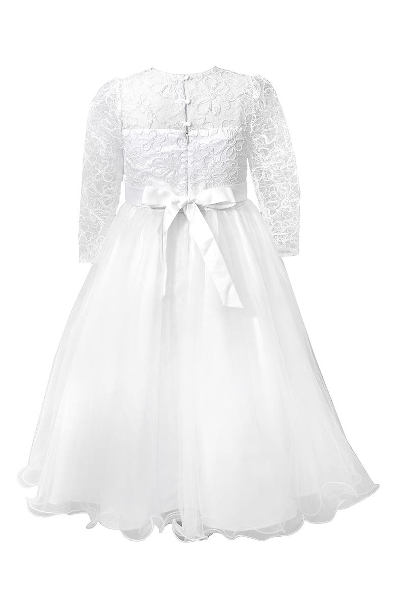 GERSON & GERSON Corded Embroidery First Communion Dress, Alternate, color, 