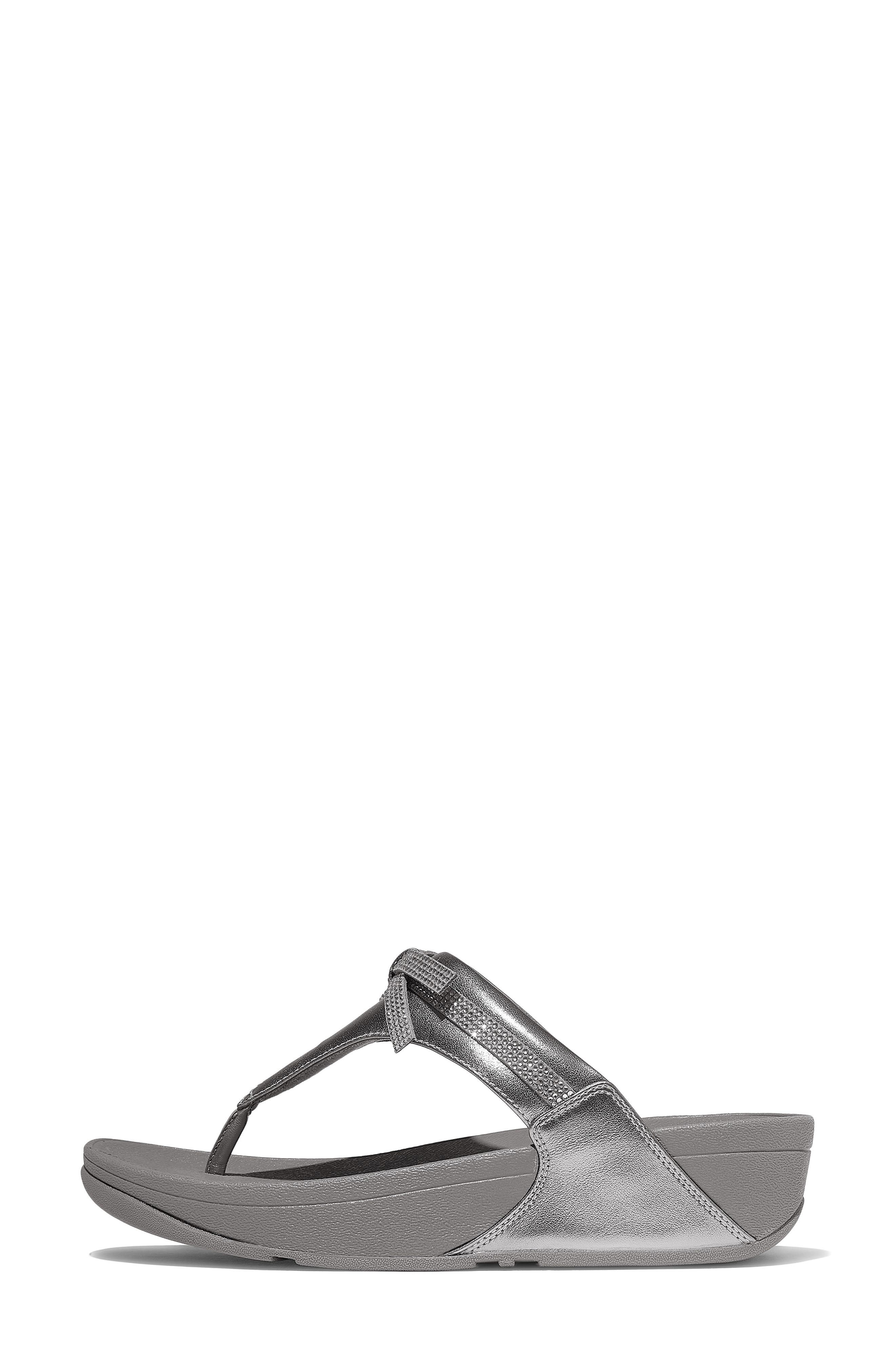 Lulu Glitz Bow Post Toe Wedge Sandal, Alternate, color, SILVEREEN