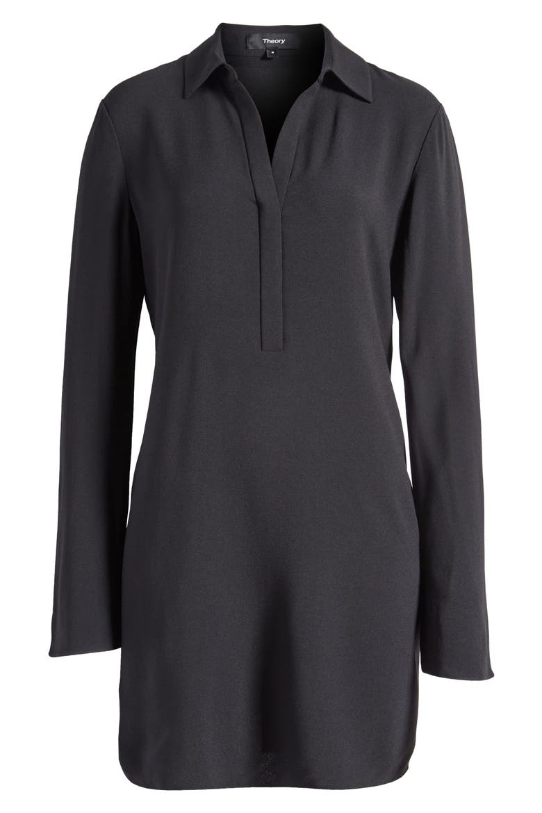Slim Fit Long Sleeve Polo Dress, Alternate, color, BLACK