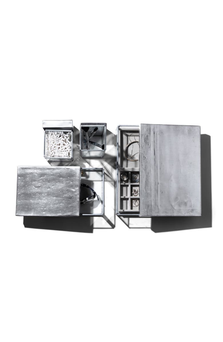 PUEBCO Jewelry Glass Box W/Recycle Steel Lid, Alternate, color, Steel