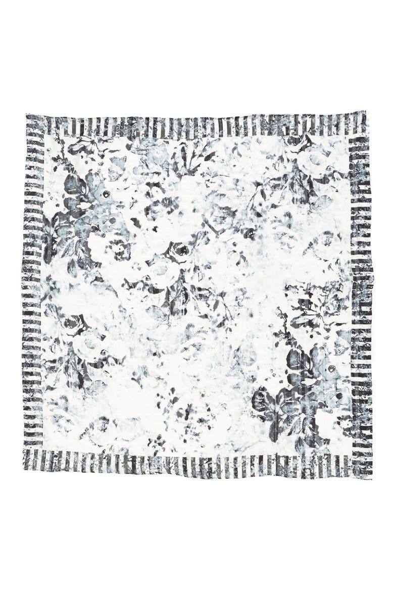 'Faint Floral' Silk Scarf, Alternate, color, WHITE