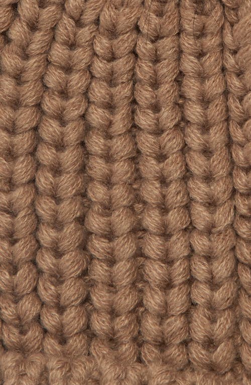 Barbour Saltburn Knit Beanie With Faux Fur Pom In Brown