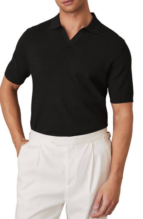 Tyne Textured Johnny Collar Polo Sweater