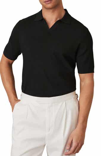 Reiss Tyne Textured Johnny Collar Polo Sweater