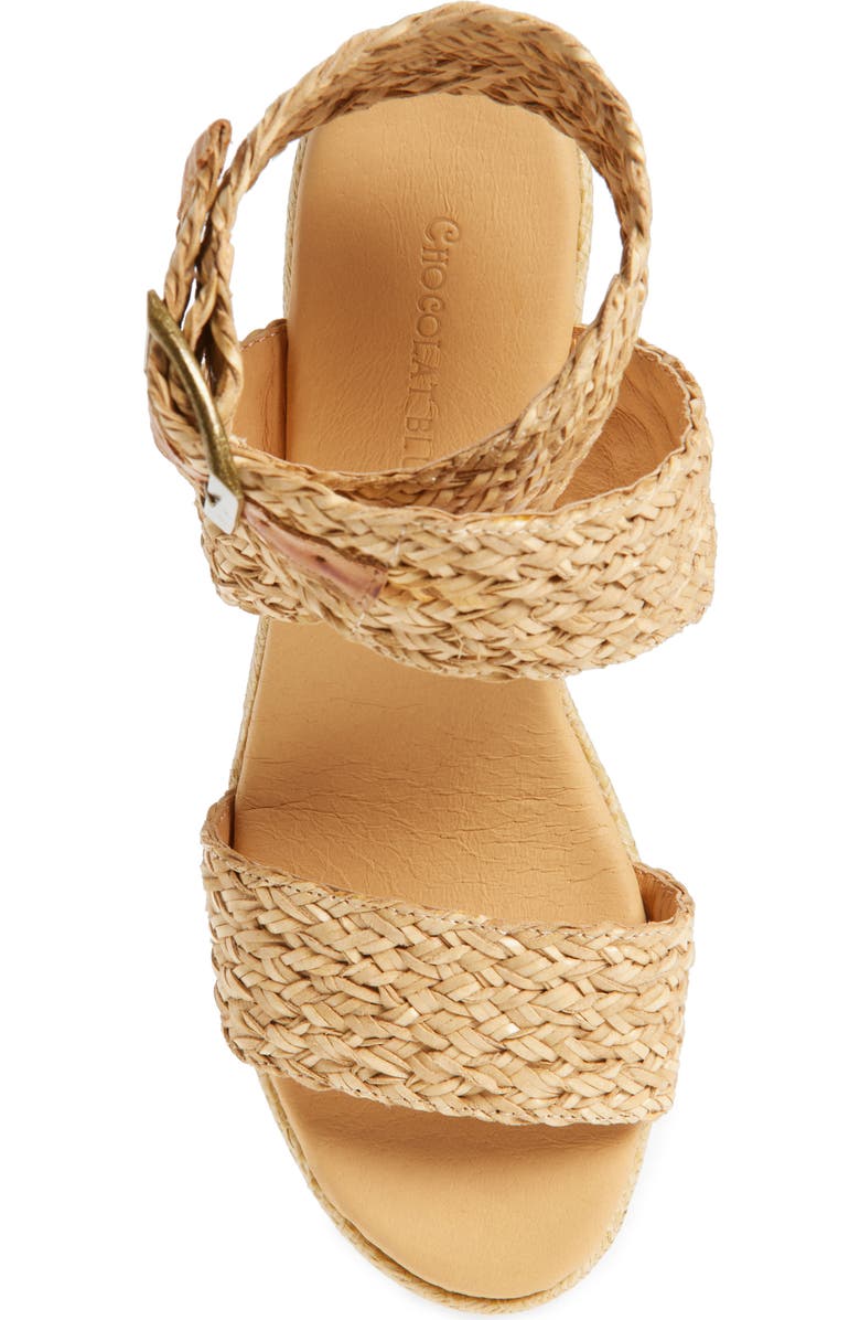 Chocolat Blu Isabel Ankle Strap Platform Wedge Sandal, Alternate, color, Natural Raffia