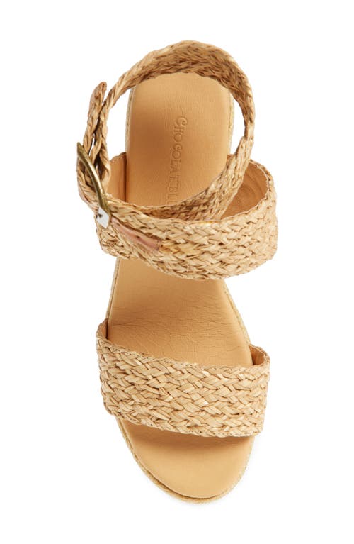 Chocolat Blu Isabel Ankle Strap Platform Wedge Sandal In Natural Raffia