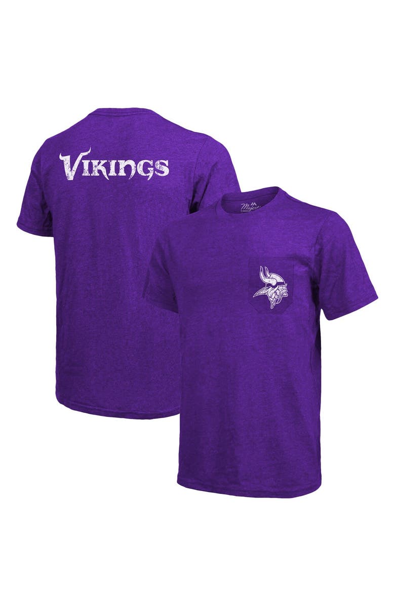 Majestic Threads Minnesota Vikings Majestic Threads Tri-Blend Pocket T-Shirt - Heathered Purple, Main, color, Purple