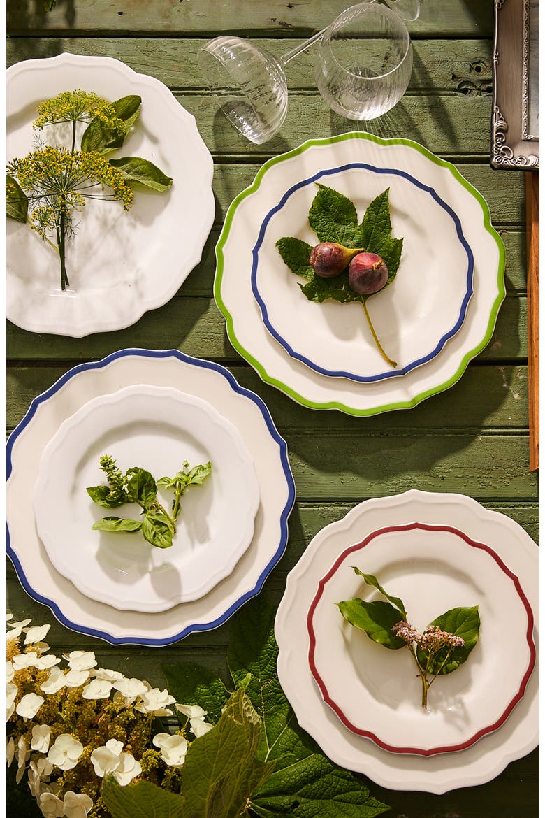 Stella Verde Scalloped Dinner Plate - Porcelain - Set 4, Alternate, color, GREEN