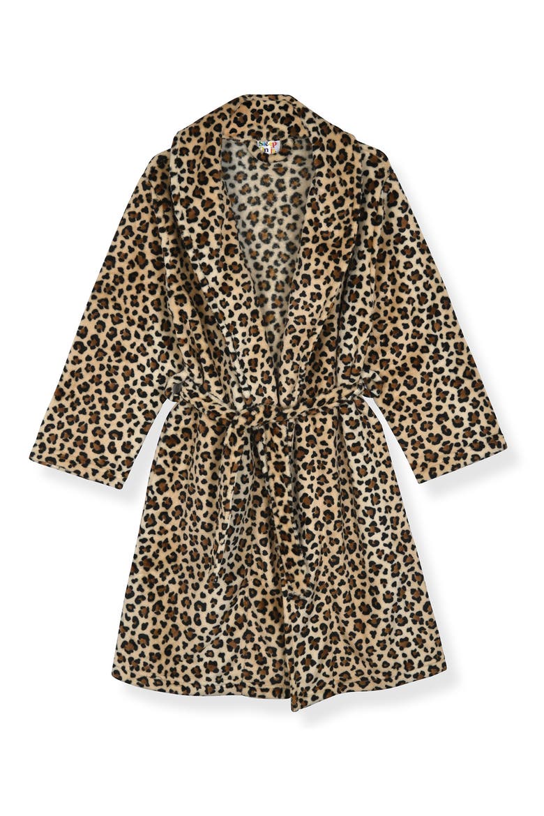 Kids' Flannel Fleece Robe & Slippers Set, Alternate, color, LIGHT BROWN
