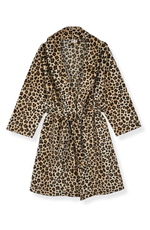 Sleep On It Kids' Flannel Fleece Robe & Slippers Set In Brown