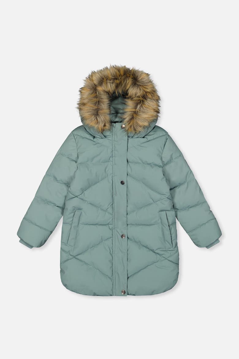 Long Fleece Lined Diamond Quilted Winter Puffer Coat, Main, color, Sage Green