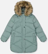 Deux par Deux Long Fleece Lined Diamond Quilted Winter Puffer Coat
