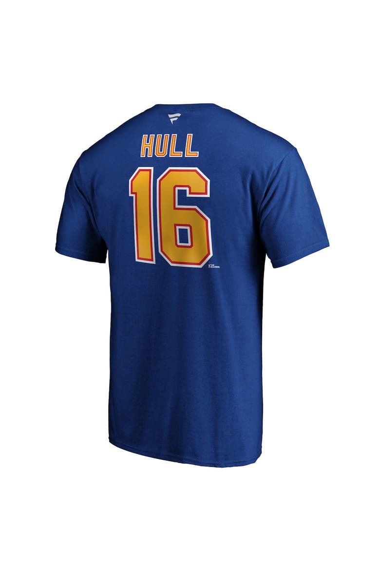 Men's Fanatics Branded Brett Hull Blue St. Louis Blues Authentic Stack Retired Player Name & Number T-Shirt, Alternate, color, BLUE