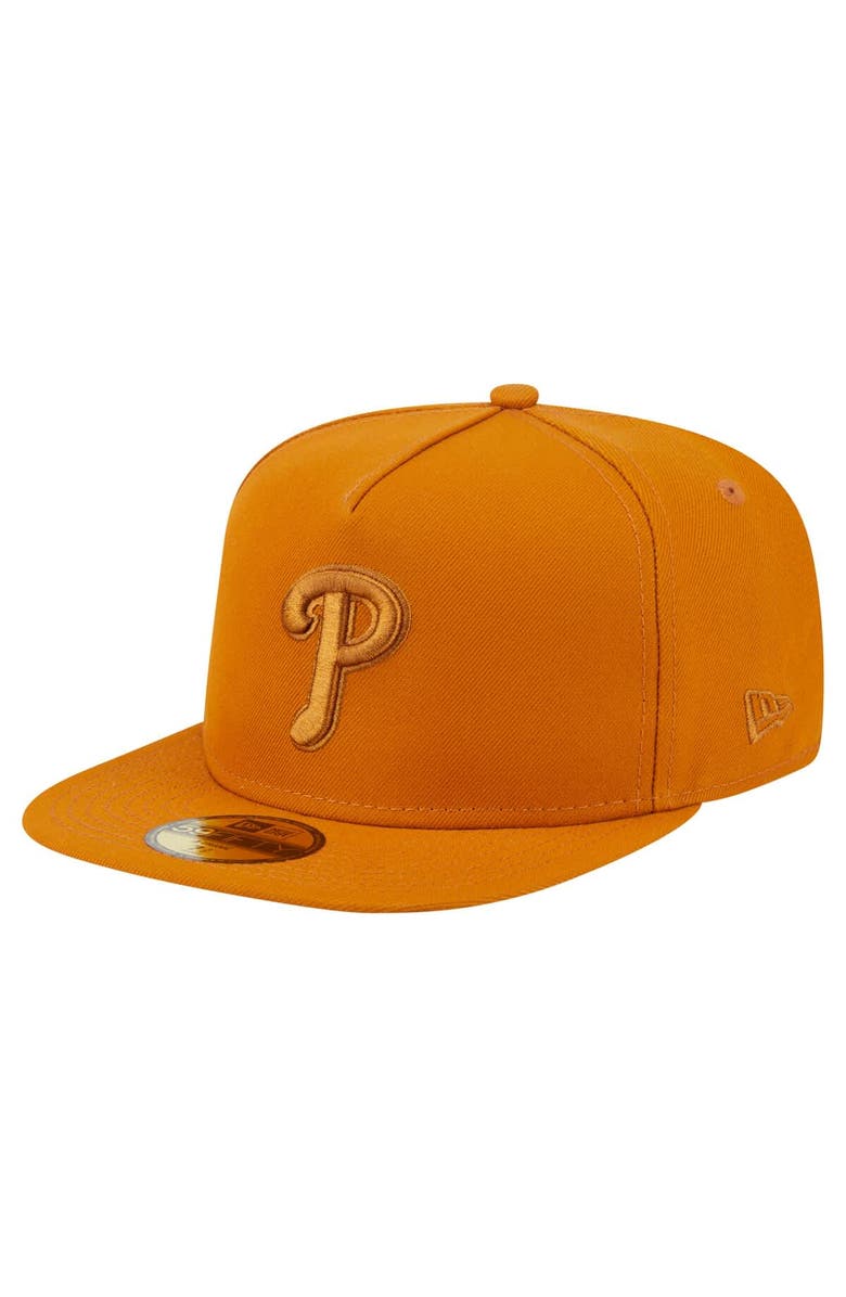 New Era Men's New Era Orange Philadelphia Phillies Color Pack A-Frame 59FIFTY Fitted Hat, Alternate, color, Orange