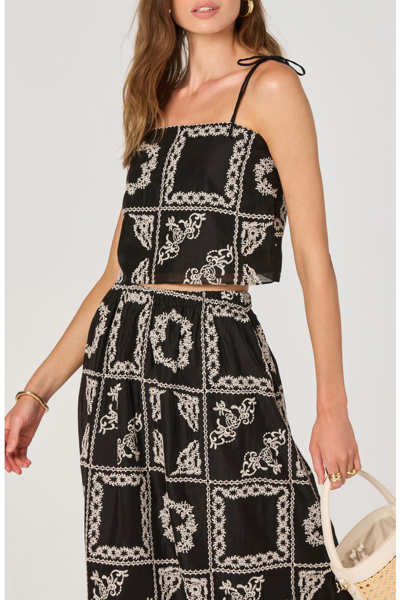 Mosaic Embroidery Midi Skirt, Alternate, color, BLACK EMBROIDERY