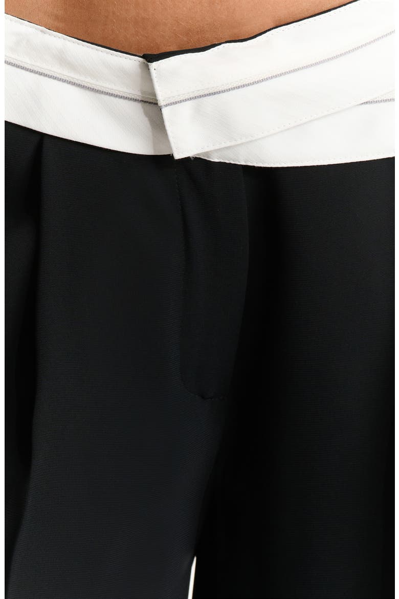 Foldover Waist Wide Leg Trousers, Alternate, color, BLACK