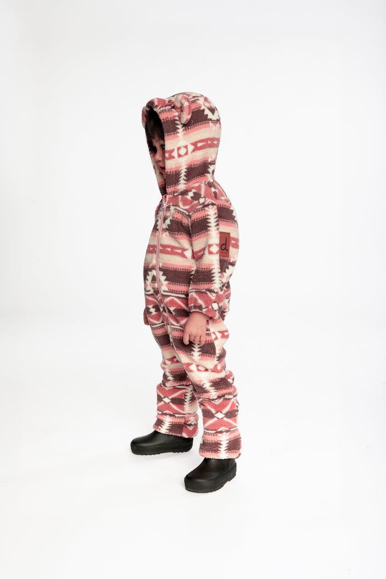 Mid-Season Fleece Animal Ear Hood Fold-Over One-Piece Outerwear, Alternate, color, Aztec Pink