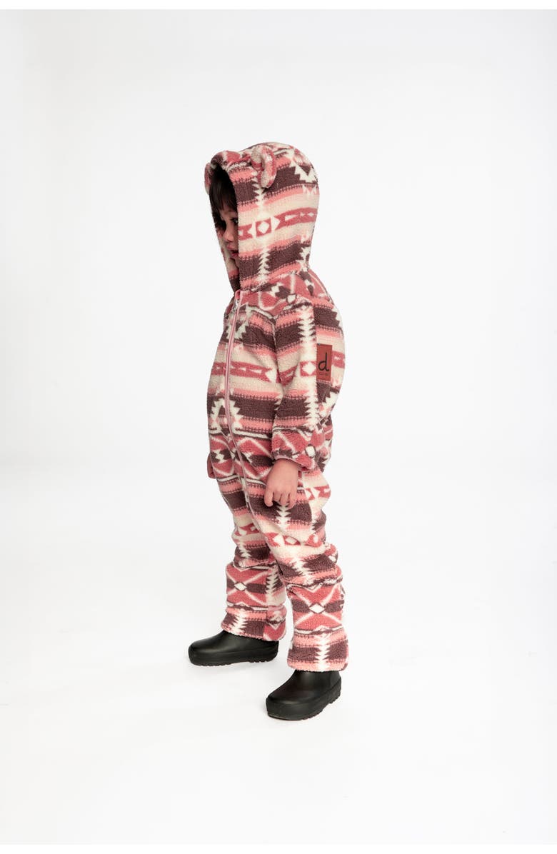 Deux par Deux Mid-Season Fleece Animal Ear Hood Fold-Over One-Piece Outerwear, Alternate, color, 