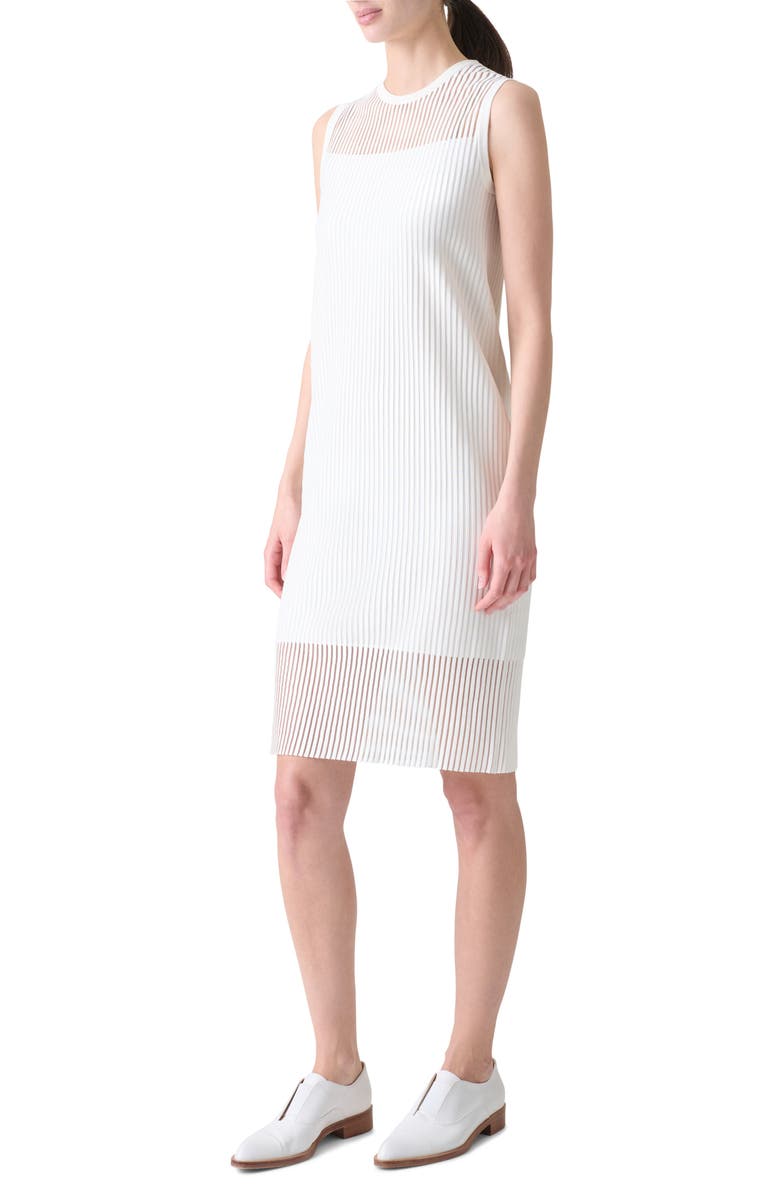Akris Sheer Stripe Silk
Cotton Blend Sweater Dress, Alternate, color, Ecru