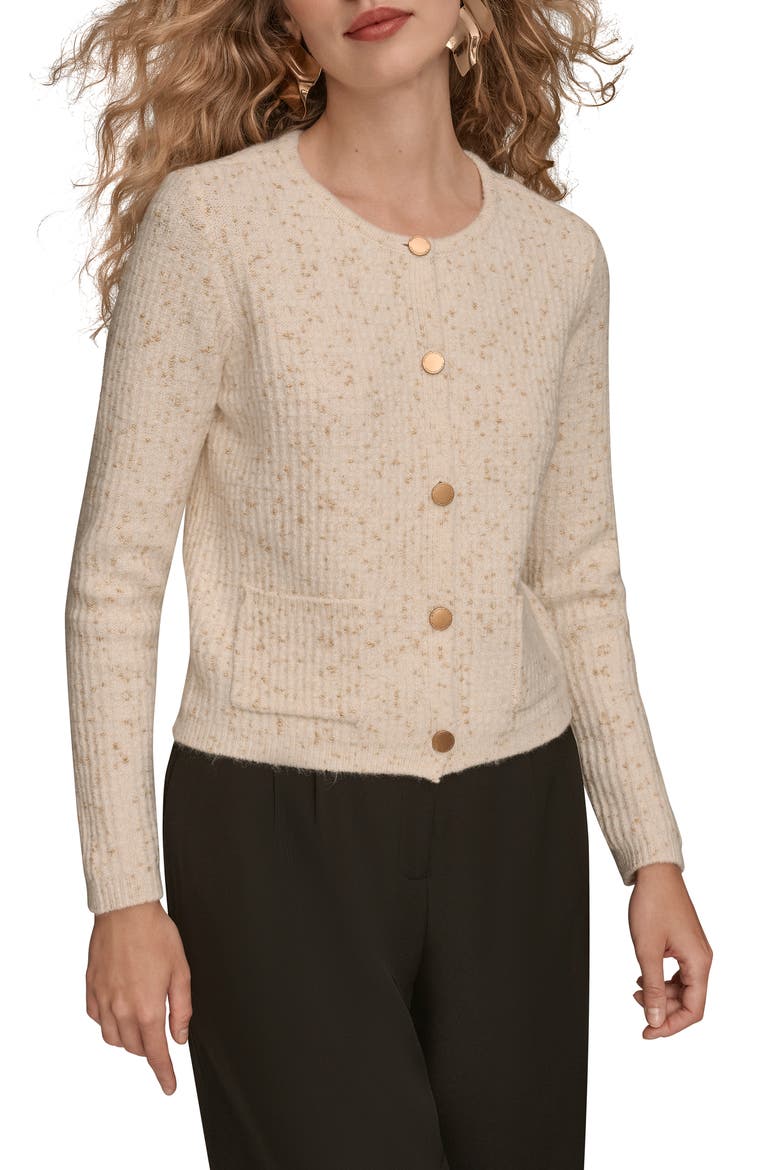 Metallic Cardigan, Main, color, CREAM/ GOLD